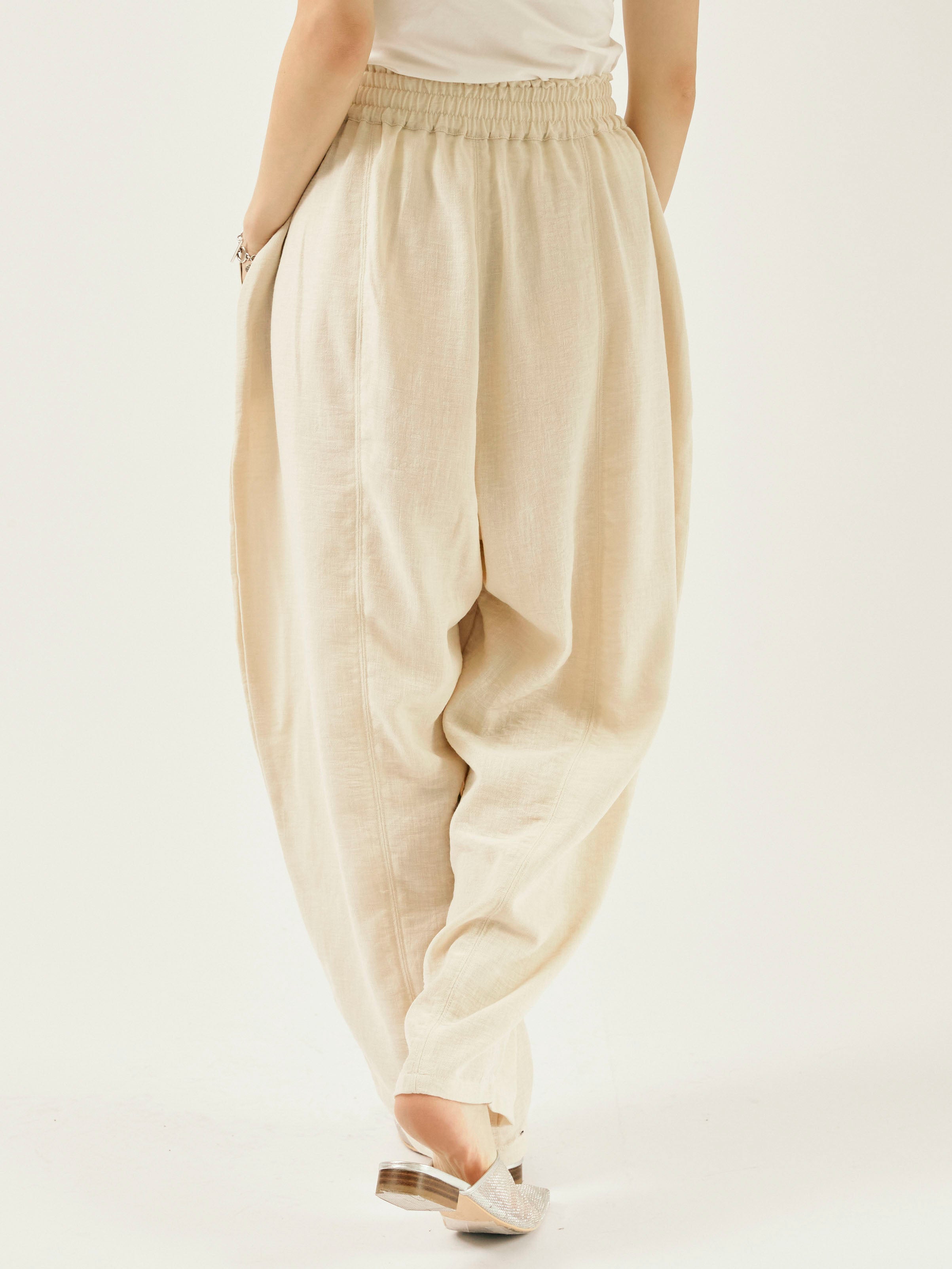 A16236 美品 DEVOA リネン和紙 バルーンパンツ グレー 3 A16236 美品