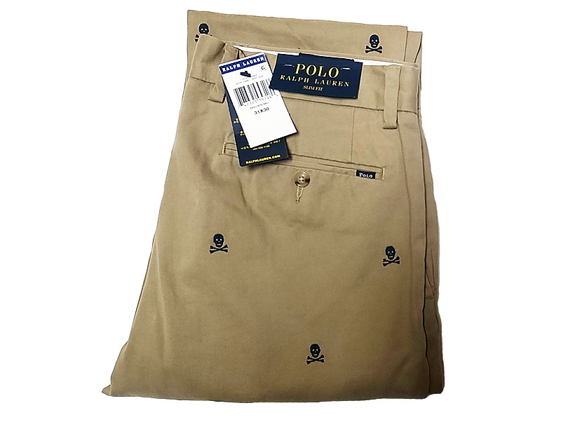 POLO Ralph Lauren Skull SLIM FIT Trousers Beige ポロ スカル総柄