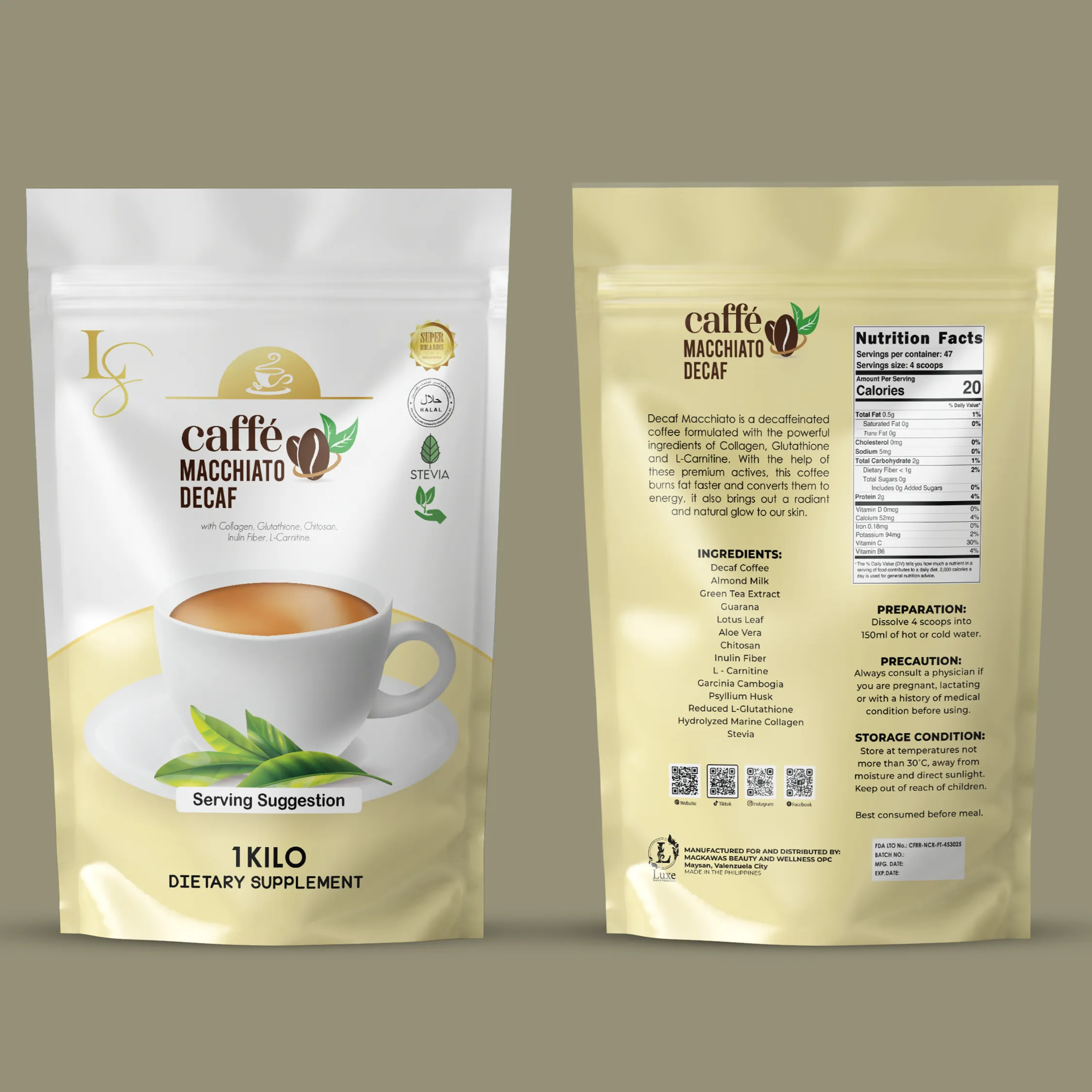 Caffe Macchiato Decaf Kilo Pouch - Luxe Beauty & Wellness Group