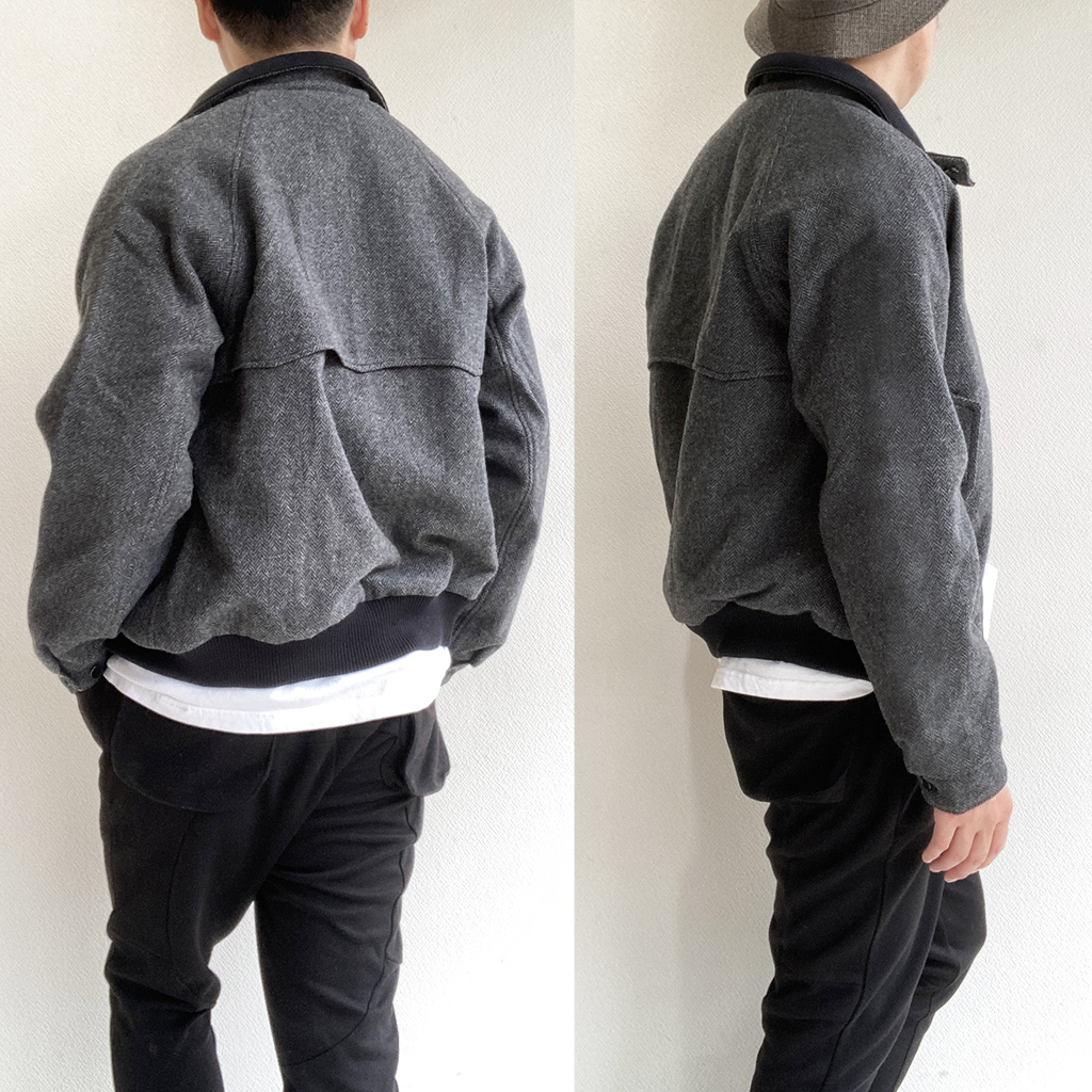 Harrington Jacket, Grey Herringbone Tweed／Workers - マメチコ