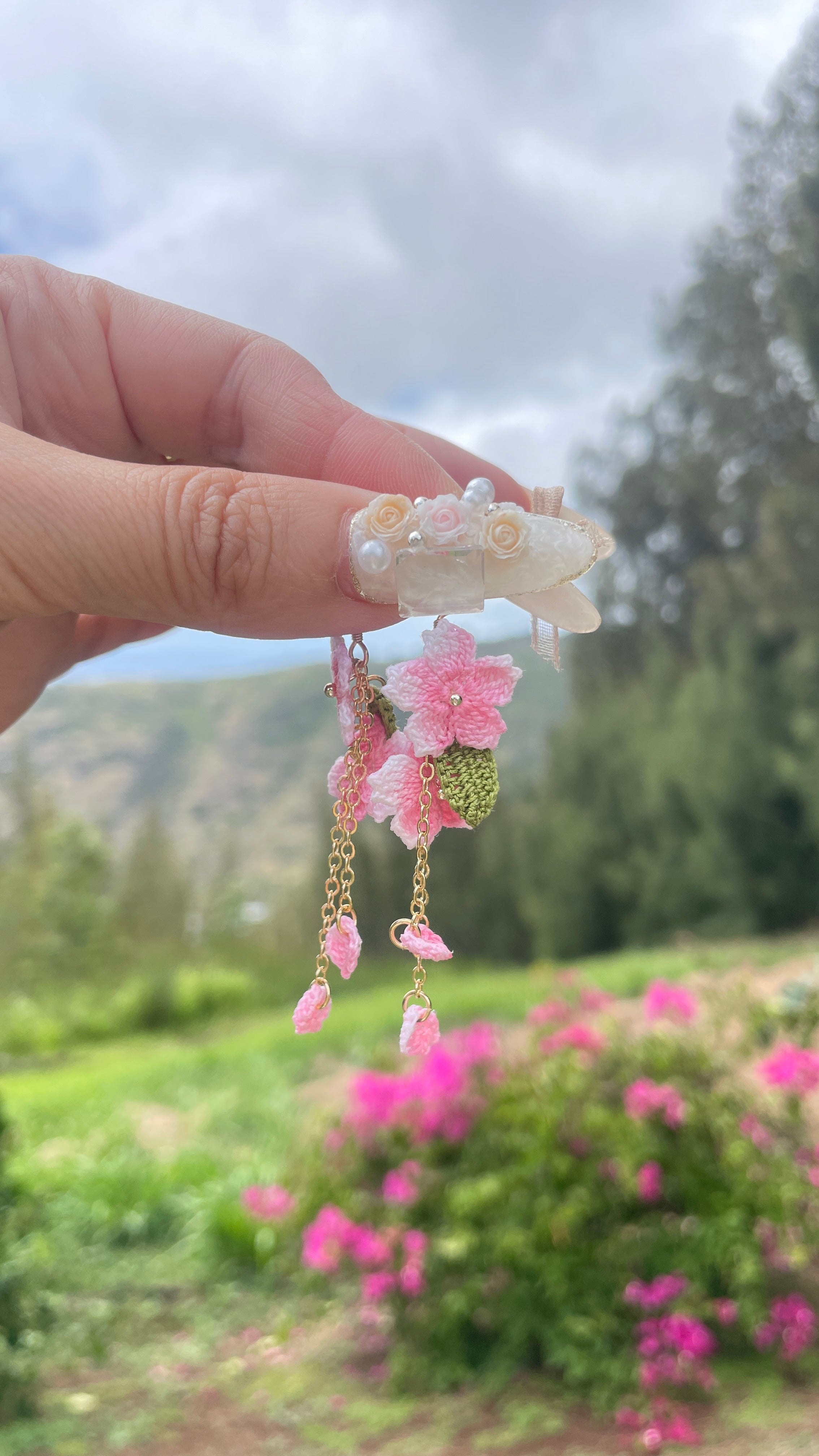 Micro crochet Cherry Blossom Grace Earrings – Mana Jewelry Hawaii
