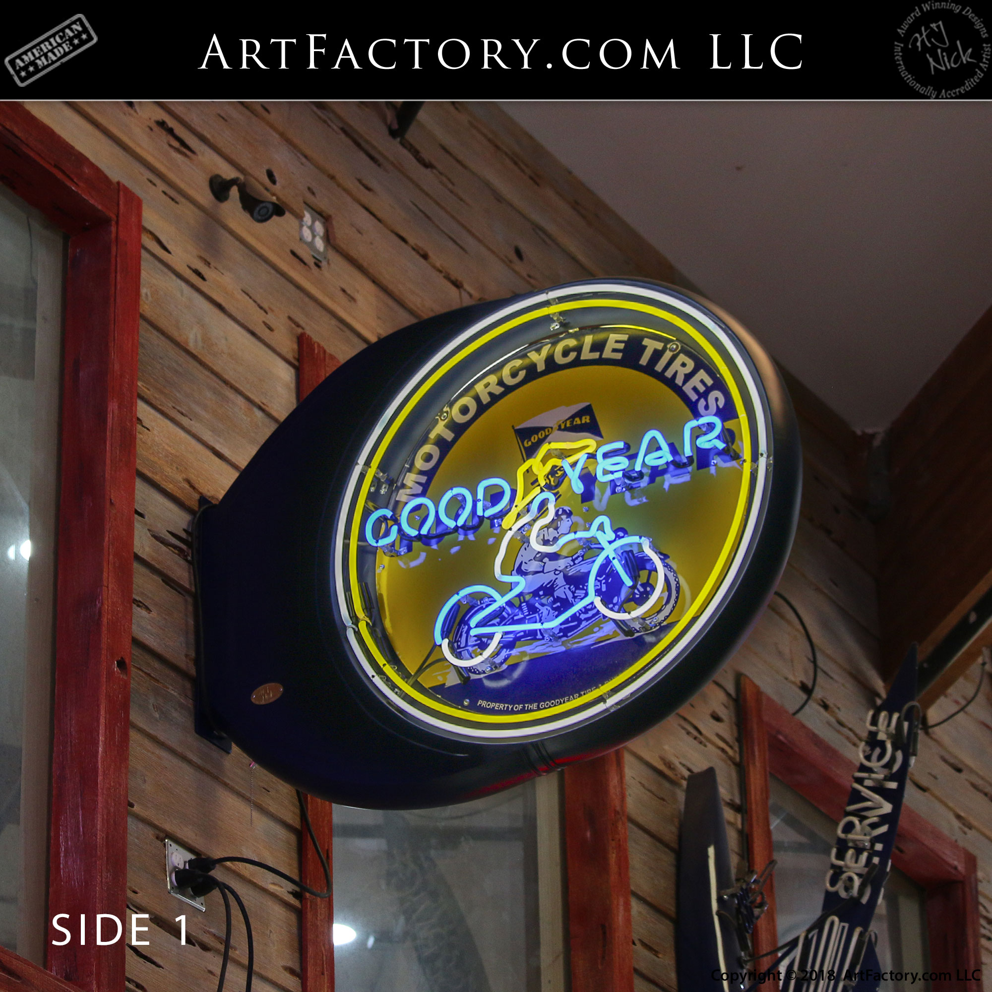 Goodyear Motorcycle Tires Neon Sign: Rare Vintage Automobilia