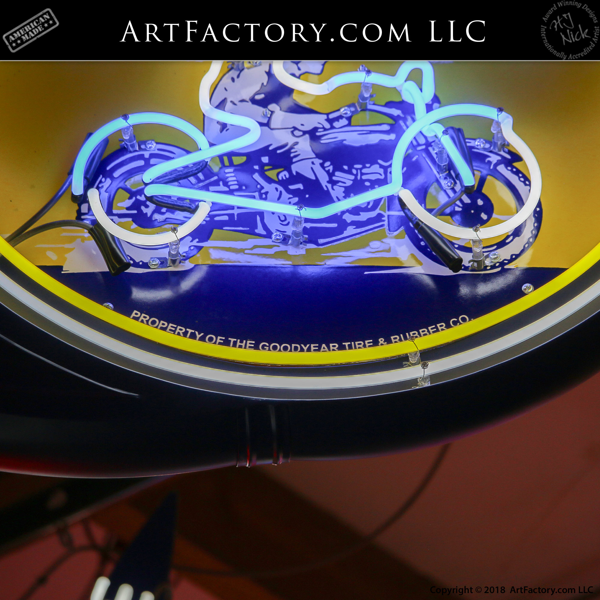 Goodyear Motorcycle Tires Neon Sign: Rare Vintage Automobilia