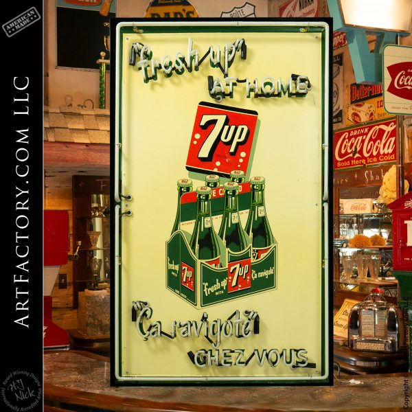 Neon 7 Up Sign: Vintage French Canadian 