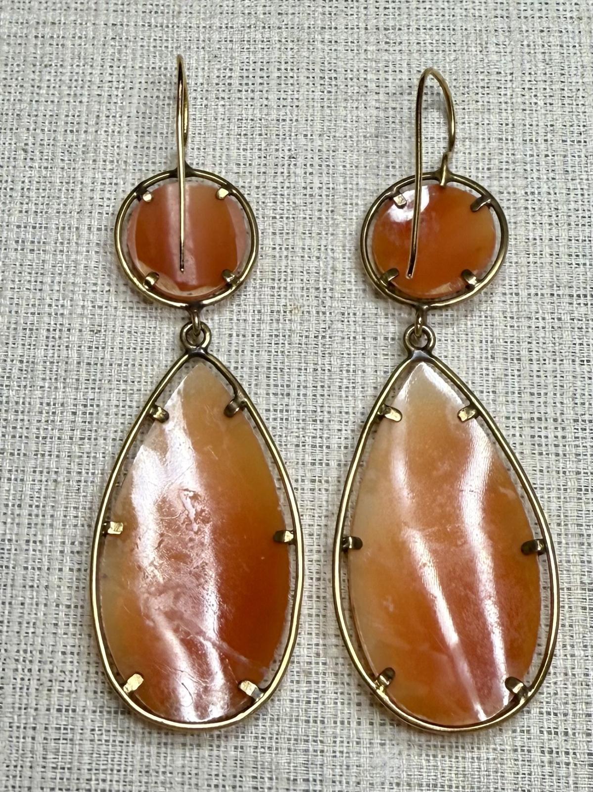 大きくえ素敵なシェルカメオピアス1880年イギリス - アンティーク