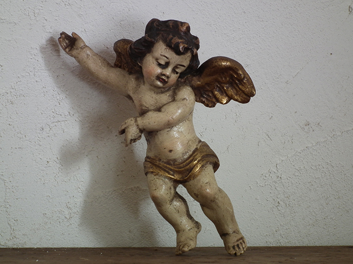 H00102 イタリアアンティーク 木彫りの天使 | MANSIKKA