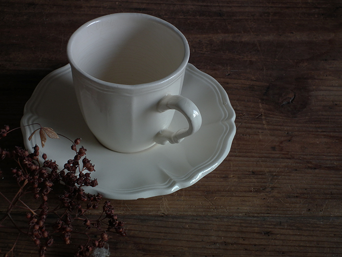 K05384 フランス アンティーク Sarreguemines カップ＆ソーサー