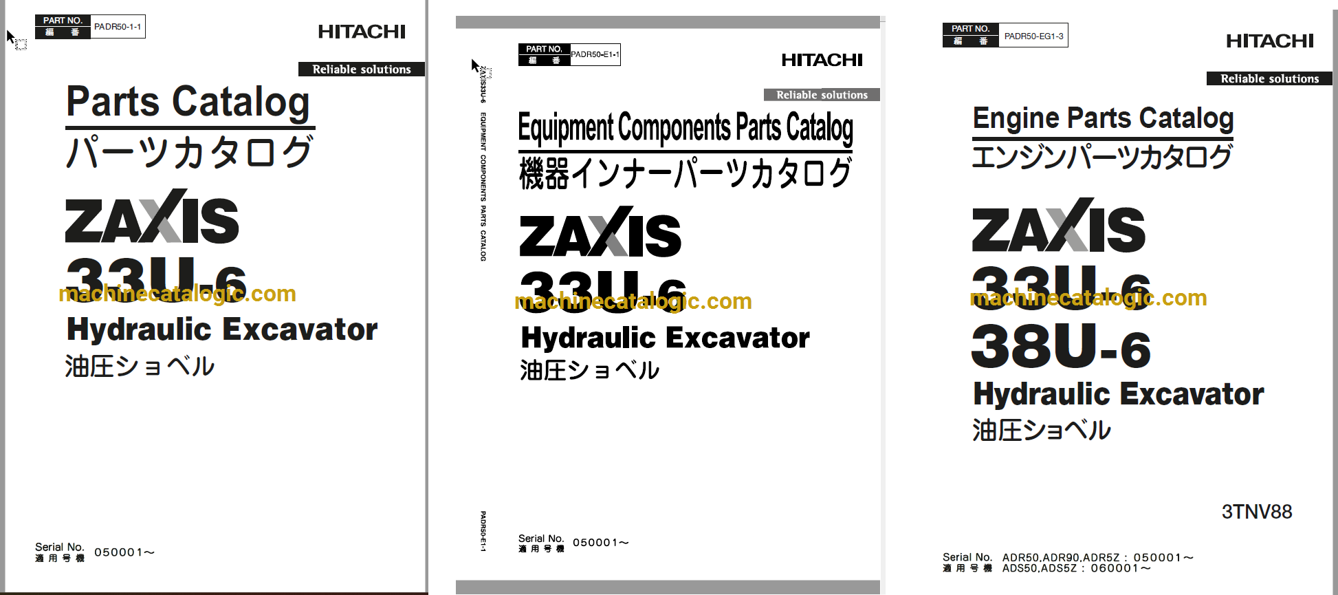 Hitachi ZX33U-6 Hydraulic Excavator Parts Catalog & Engine Parts