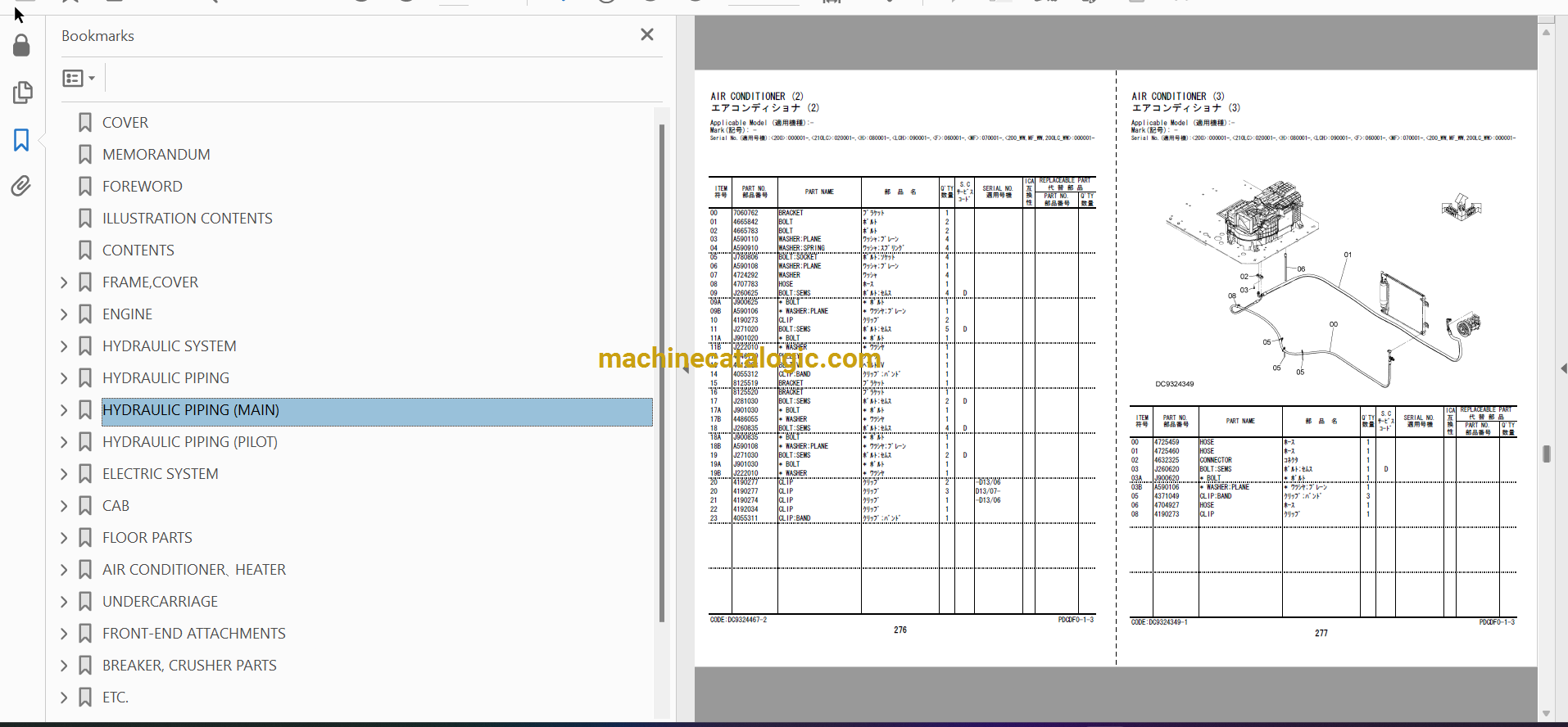 Hitachi ZX200-5G Series Hydraulic Excavator Full Parts and Engine