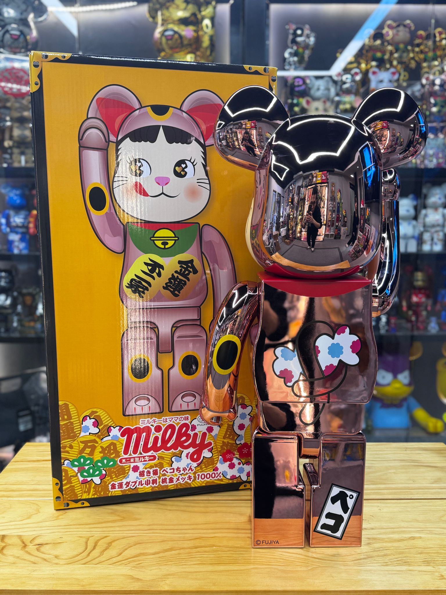 BE@RBRICK 招き猫 ペコちゃん 桃金メッキ 400% & 100% ヴィン