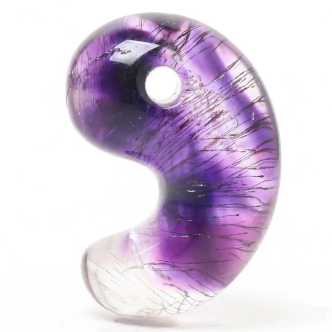 新作勾玉！)アメジストエレスチャルクォーツ出雲型勾玉 ジンバブエ産