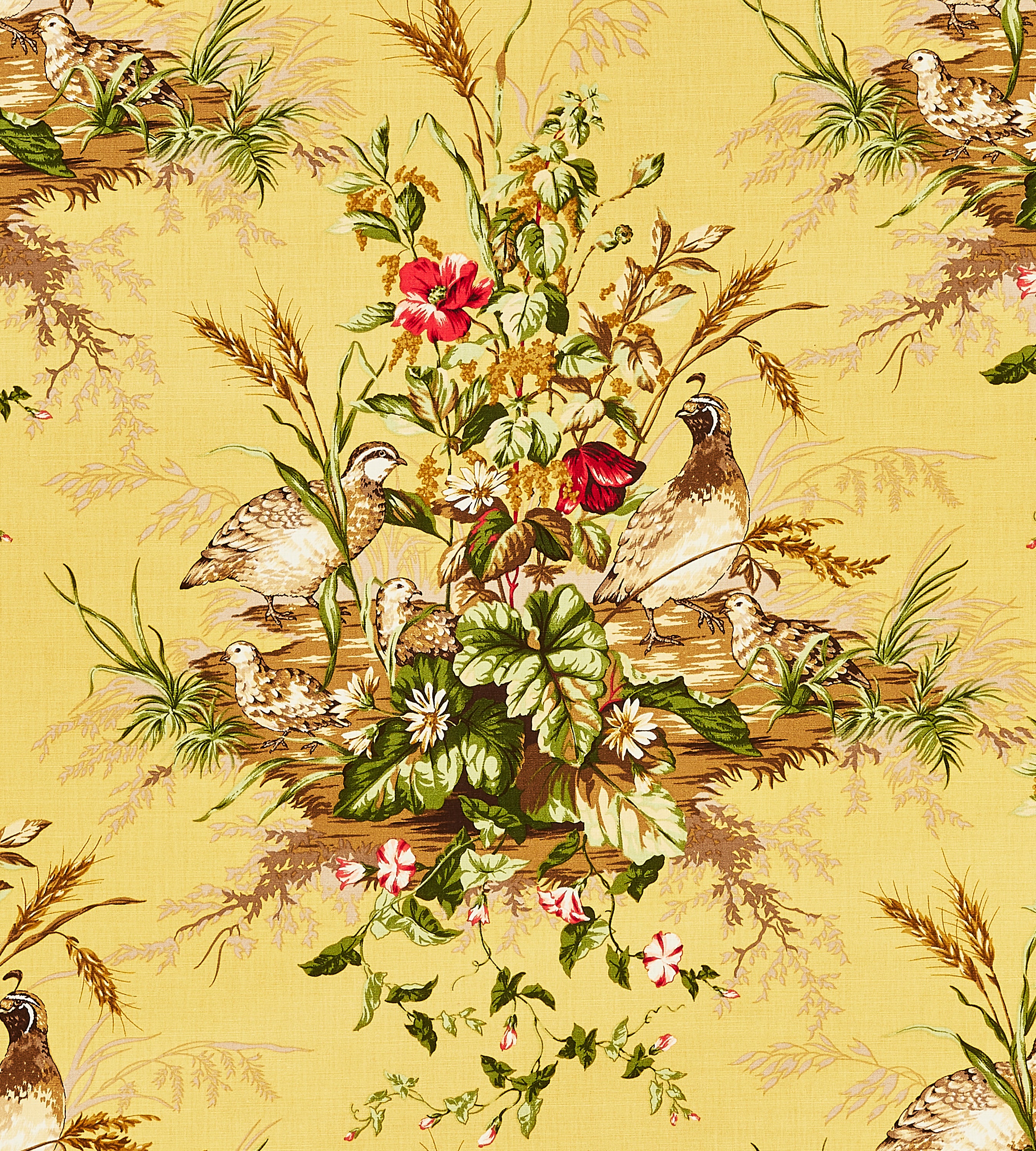 SC163100005 | Edwin'S Covey Linen Print, Multi On Mustard - Scalamandr