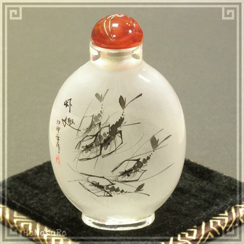 ♢中国 古玩 古美術品 ガラス絵 化粧入 蓋付き瓶 壺 化粧道具