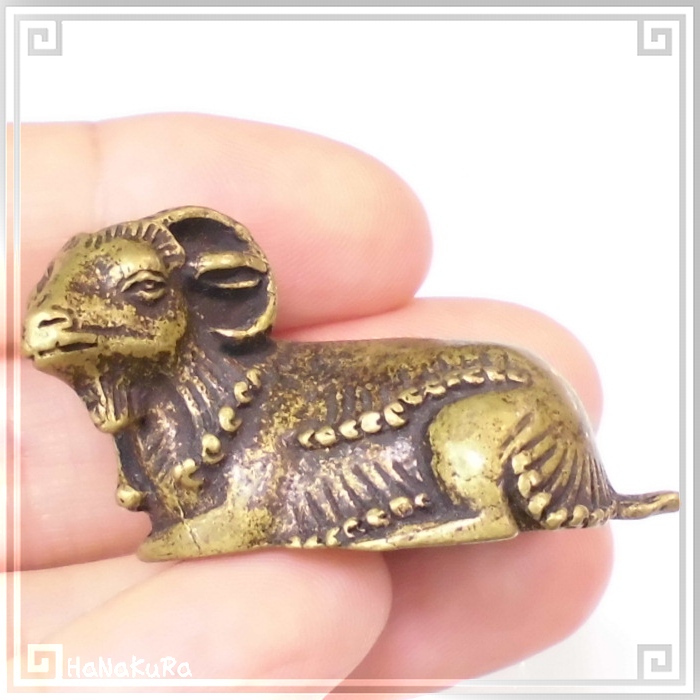 中華金物 523-03 銅彫刻 羊 ヒツジ 手彫り 4.6cm | 中華金具、金物、鈴