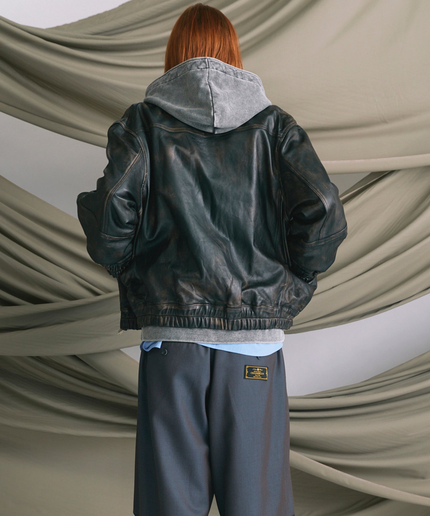 Sheep Leather Single Collard Blouson