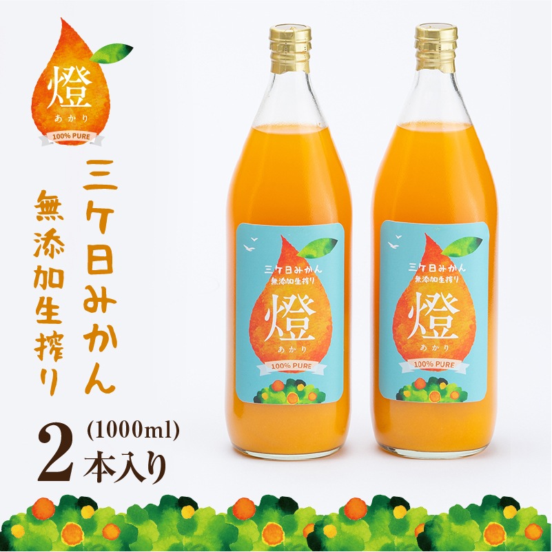 超濃厚！三ヶ日みかん100％ジュース -燈(あかり)- 1000ml×2本入 - 浜名