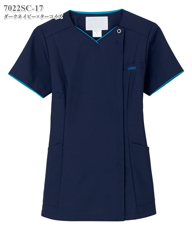 レディスジップスクラブ半袖[フォーク製品] 7022SC｜THS-白衣通販・販売