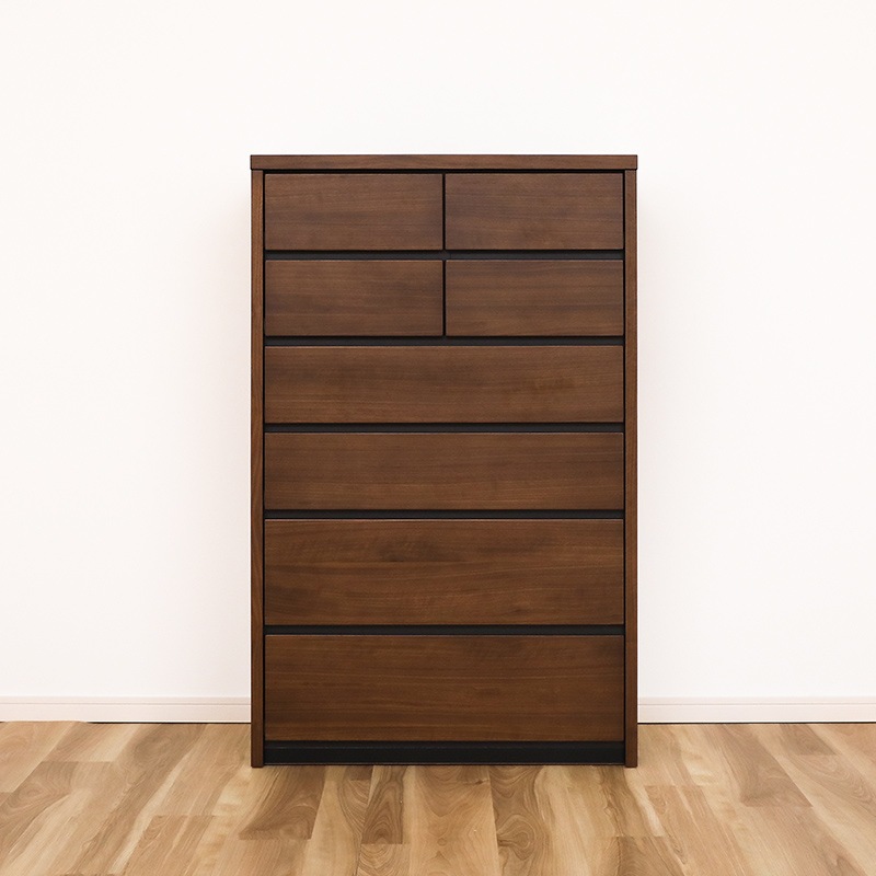 ハイチェスト ニコール2 80-6 ダーク ウォールナット色【大型商品配送