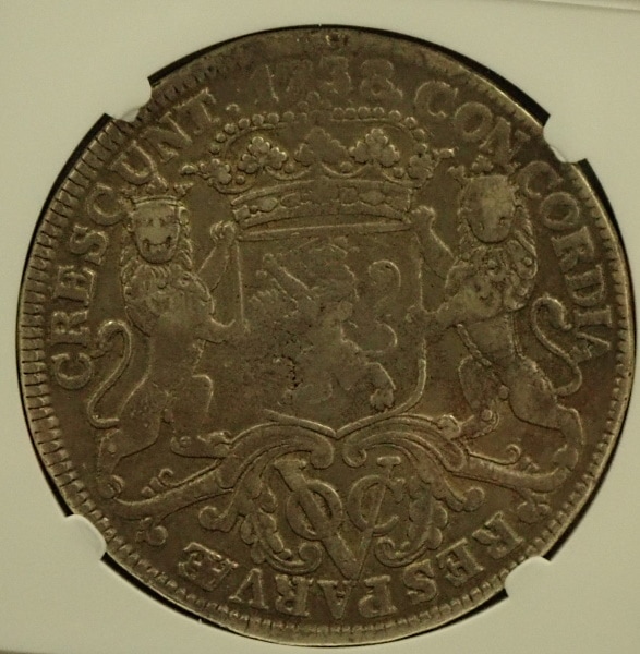 オランダ領東インド会社（VOC）、1738年発行デュカトーン銀貨、KM130.2