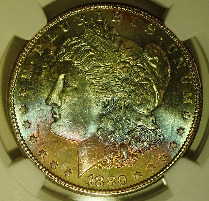 1900 (p) モルガンダラー 1ドル銀貨 レインボートーン 1900 (p