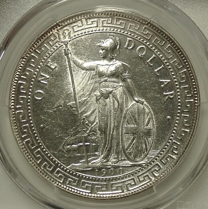 イギリス貿易銀、「ブリタニア」1900年発行、未使用級 | アンティーク