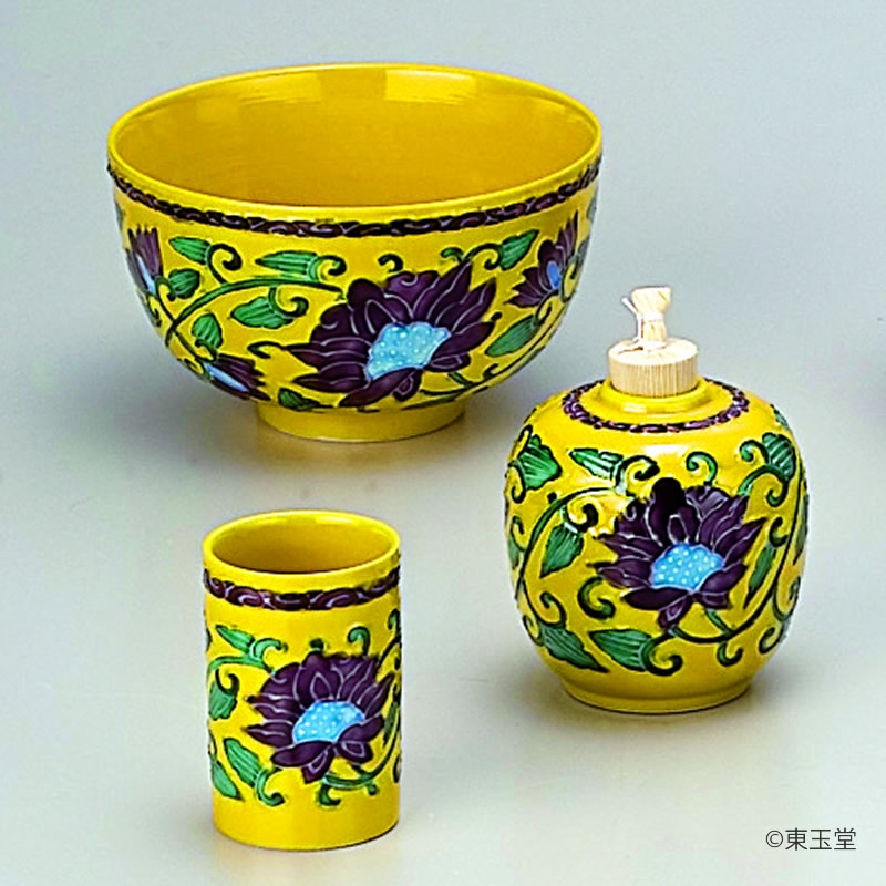 茶箱、盆、野点篭,茶碗・振出・茶巾筒 三点セット のご紹介ページ