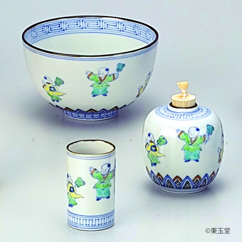 茶道具煎茶揃急須蓋カラクリ、茶入、茶碗3、鉢、盆旅箪笥共箱S70ST