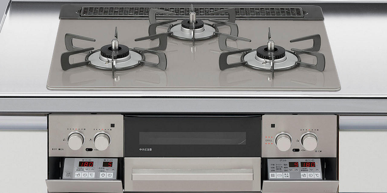 ガスコンロ リンナイ製（LIXIL） R3635J1W2T 間口60cm 3口コンロ