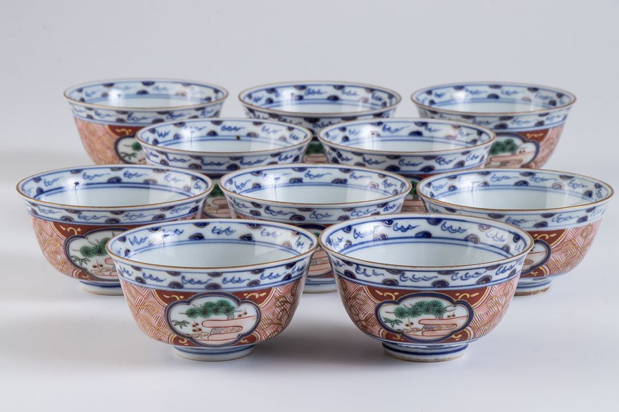 大聖寺伊万里 金襴手 丸紋 鳥に柘榴の図 蓋付鉢 B291AS-CPk 大聖寺