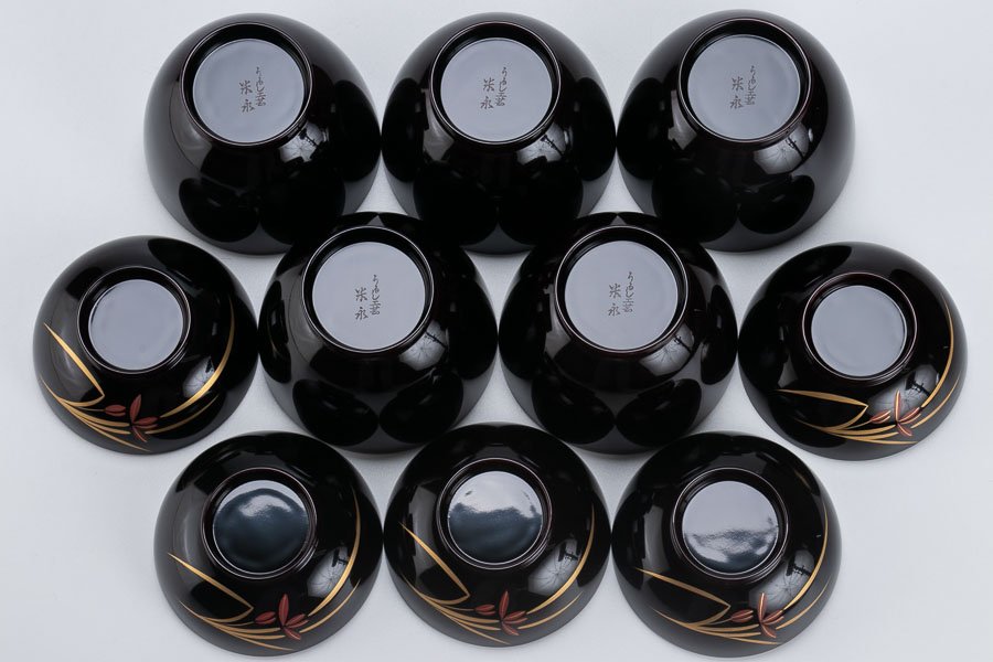 輪島塗 蘭蒔絵吸物椀 5客セット うるし工芸 米永 箱付 13372