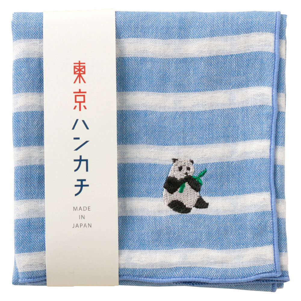 東京ハンカチ パンダ 刺繍入りガーゼハンカチ スーベニール Japanese