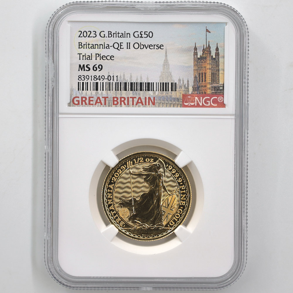試鋳貨 2023 英国 ブリタニア 50ポンド 金貨 1/2オンス NGC MS 69 最高