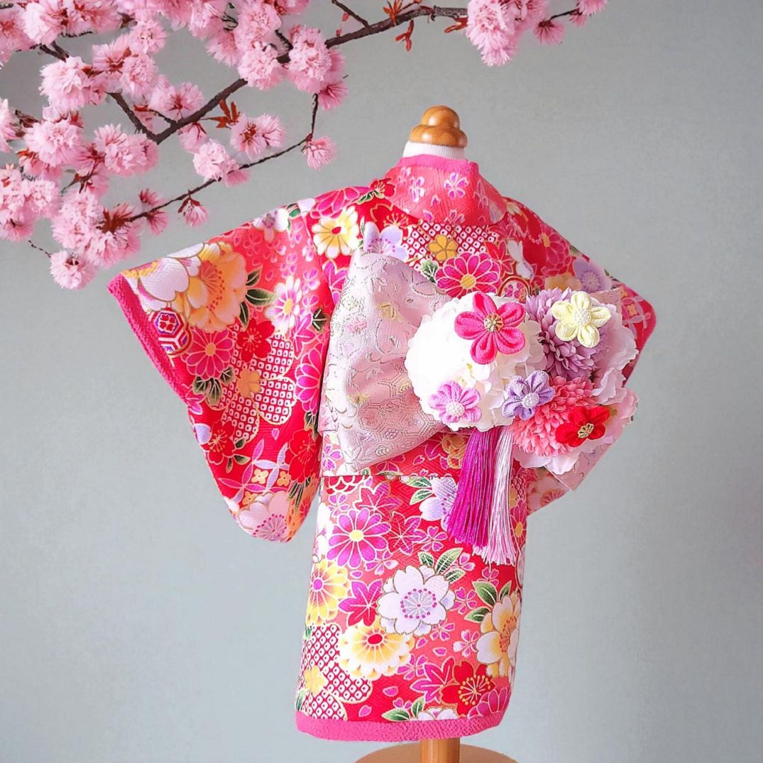 ペット用着物オンリーワンお引きずり大振袖ー花々絞り模様sister | お