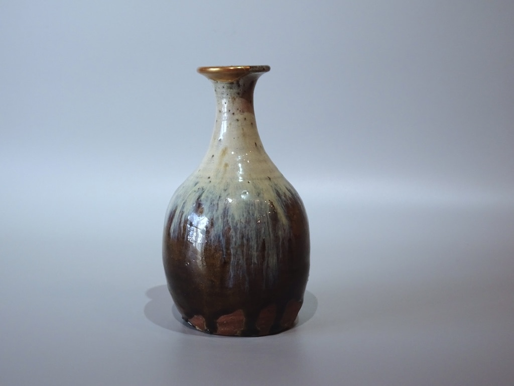 唐津焼 鶴首瓶 徳利 時代箱付 V R6431 唐津焼 鶴首瓶 徳利 時代箱付 V