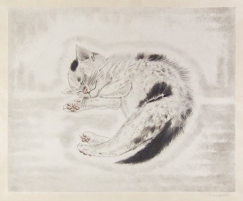 Kotaさま専用 藤田嗣治作・肉筆油彩画「猫十態・眠る猫」 Kotaさま専用