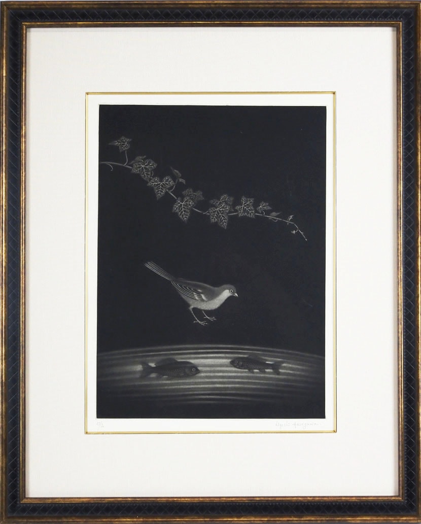 長谷川潔 「小鳥と魚の友愛」（オリジナル版画） | | アトリエ・ブランカ