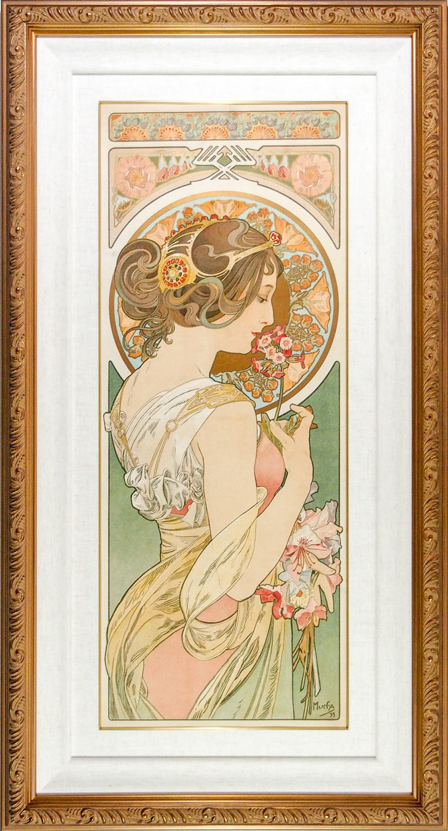 アルフォンス・ミュシャ 版画 女性と花 アルフォンス・ミュシャ 限定