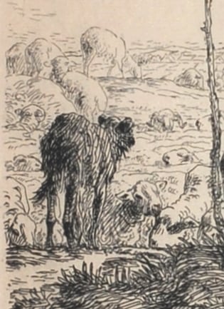 銅版画 羊飼い 1846年 銅版画羊飼い1846年