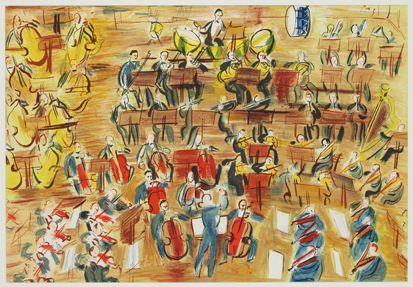 Fラウル・デュフィのリトグラフ 「L 'Entracte」 楽譜付き Fラウル