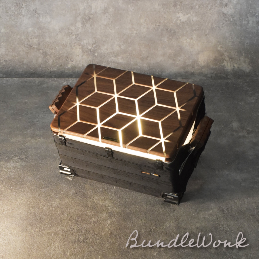 シェルフコンテナ25天板レール付き 三脚天板 ウォールナット＆レジン