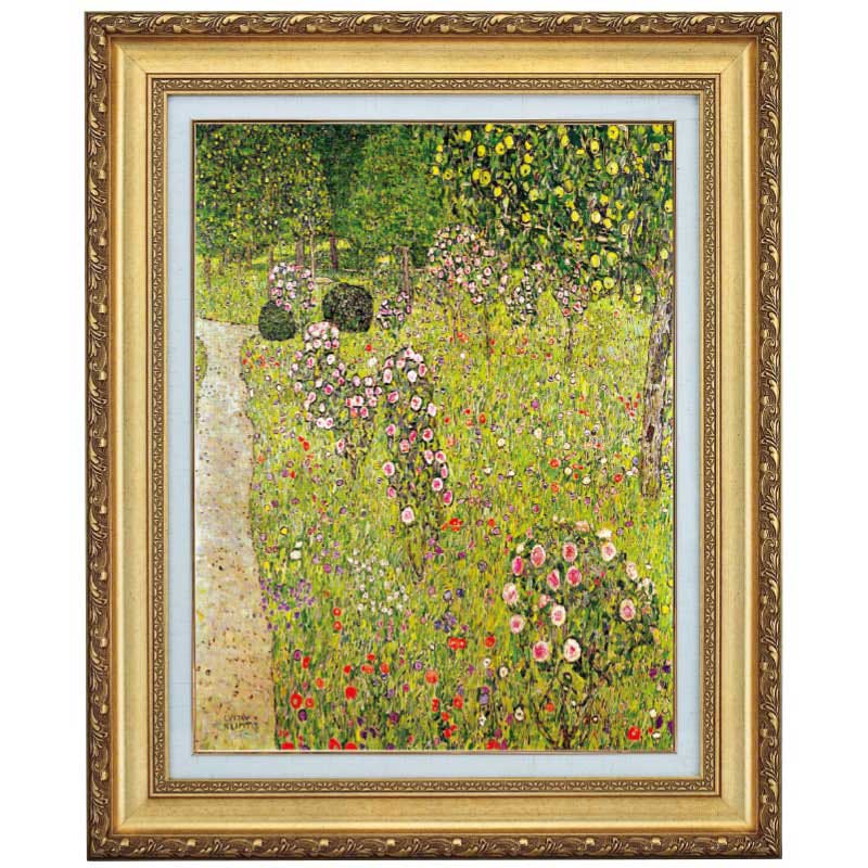 バラの咲く果樹園』 クリムト 6号 立体複製名画 額装付 【ポイント5