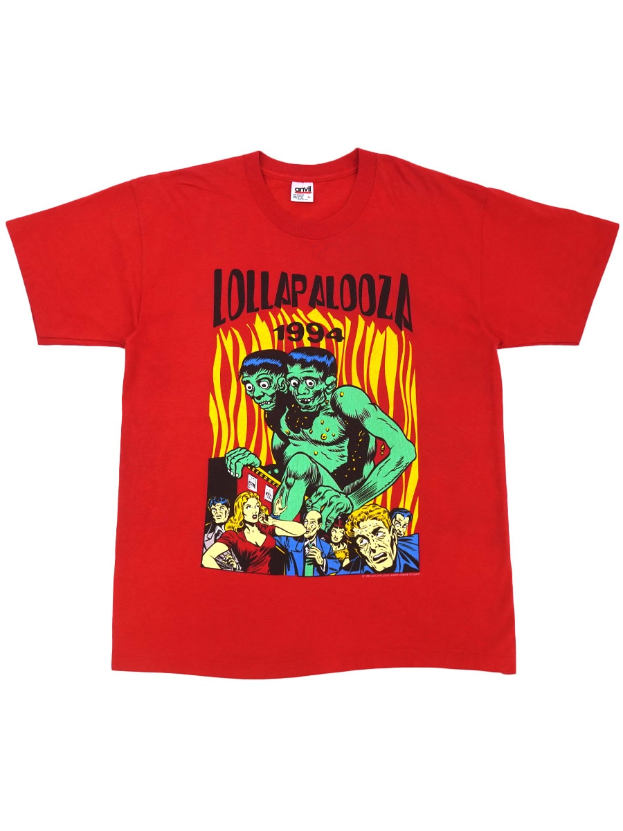 90's anvil ''LOLLAPALOOZA 1994'' 両面プリント Tシャツ レッド 表記