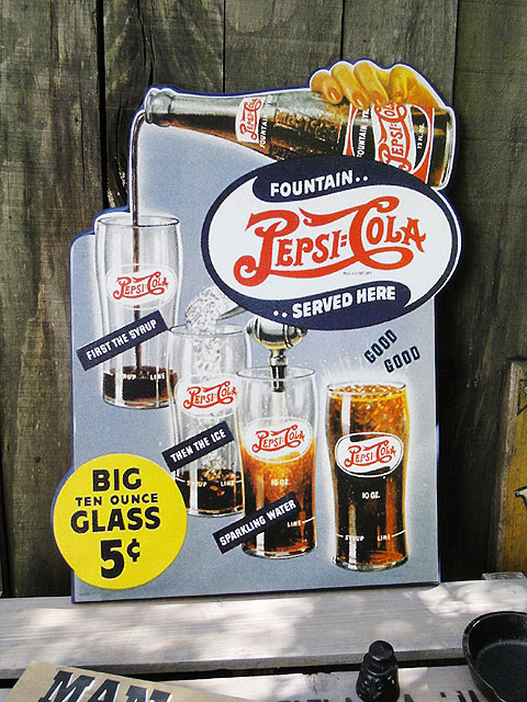 ペプシコーラ ヴィンテージサインボード （ビッググラス5セント）の