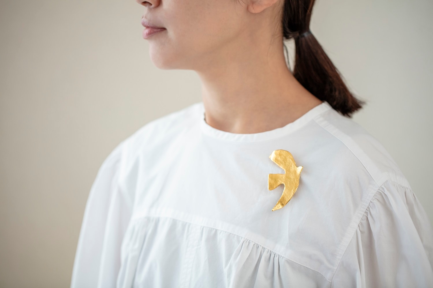 未使用級 セシルエジャンヌ ラ・コロンブ ブローチ 鳩 ハト 24金