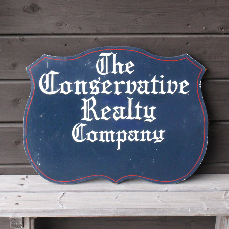 1点物】 アメリカンビンテージ看板 The conservative Realty Company