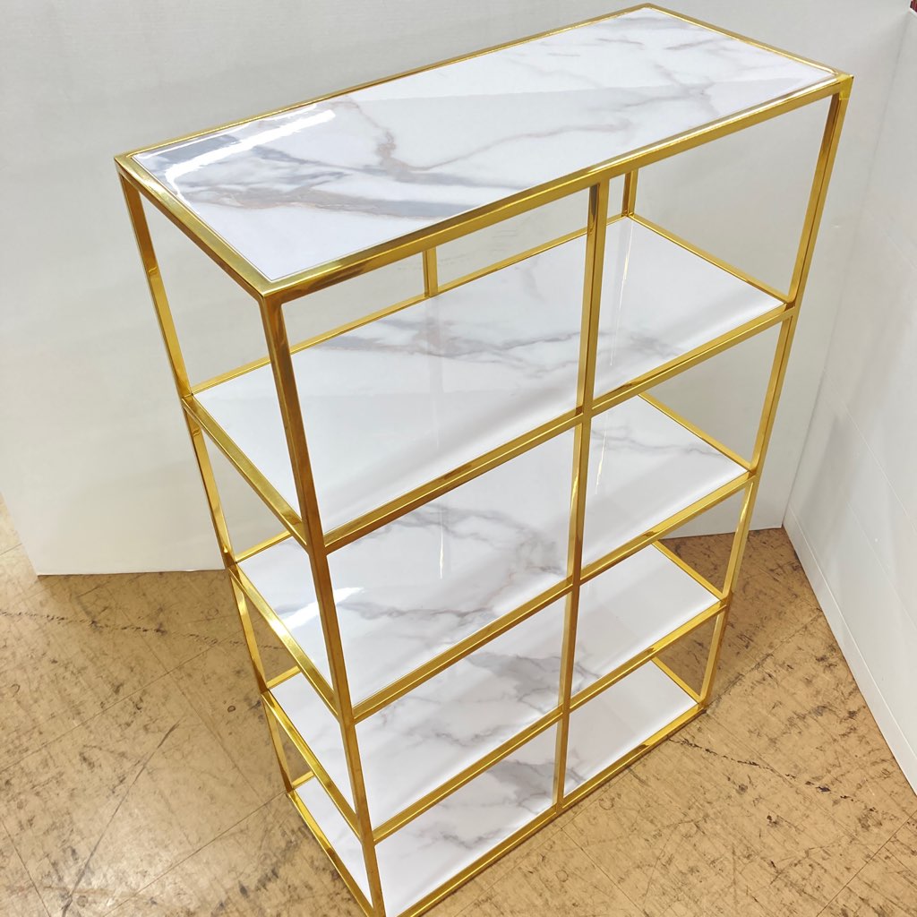 T1265☆美品☆フランフラン レーヌ TV台 大理石調 ゴールドフレーム