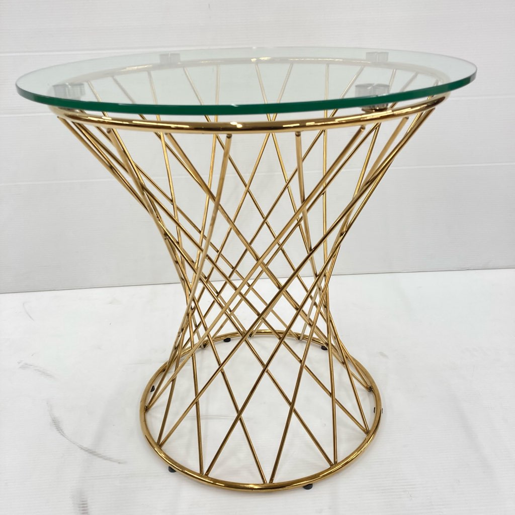 展示品】フランフラン マーリアサイドテーブル クリア×ゴールド 展示品