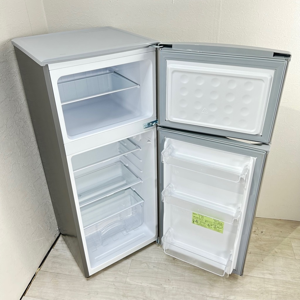 837 アクア ブラッシュシルバー2ドア冷蔵庫 一人暮らし 単身 大容量