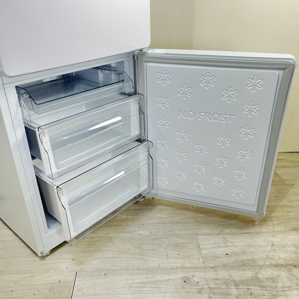 福岡配送、設置込み2022年製Haier JR-NF148CK ブラック冷蔵庫 Haier