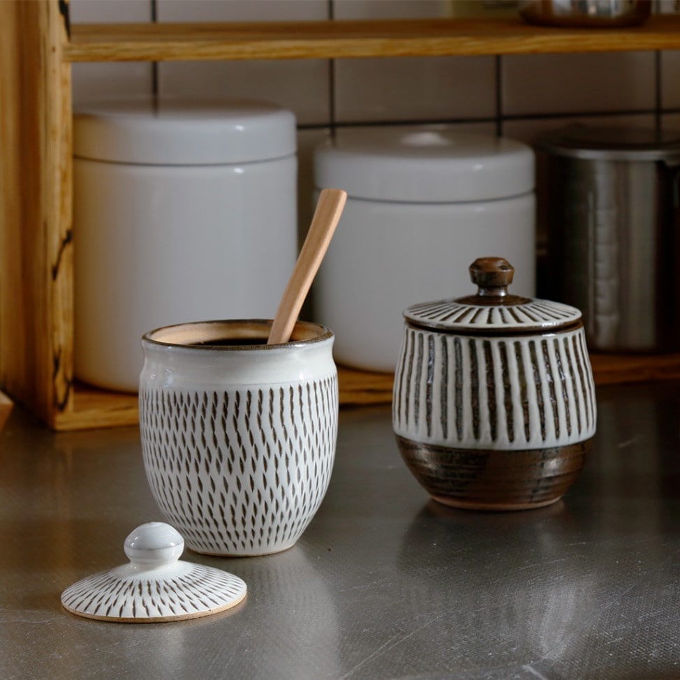 朝 明治時期 古上野 小石原焼 小鹿田焼 茶壺 つぼ 蓋つき 時代 骨董品